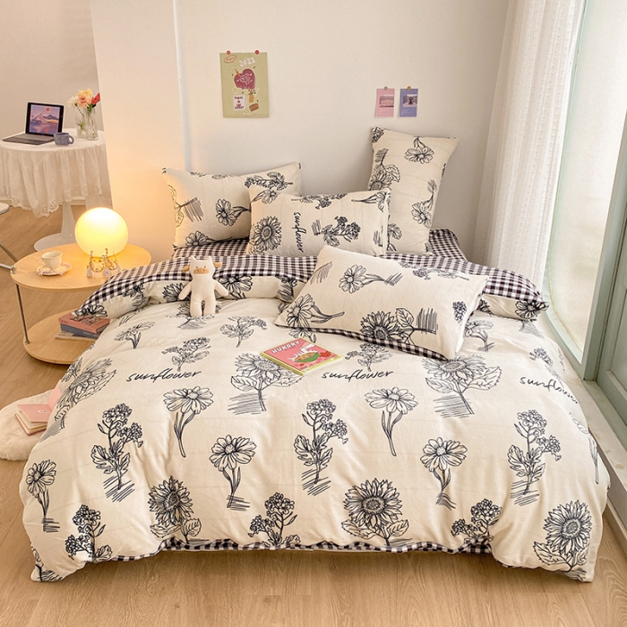 91家纺网 家纺一手货源 找家纺 雅居纺 2022新款印花牛奶绒四件套 赫本