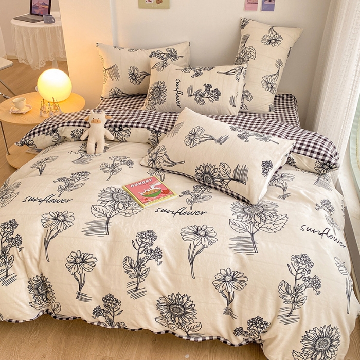 91家纺网 家纺一手货源 找家纺 雅居纺 2022新款印花牛奶绒四件套 赫本