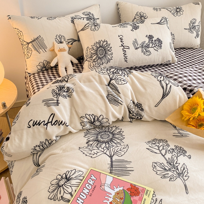 91家纺网 家纺一手货源 找家纺 雅居纺 2022新款印花牛奶绒四件套 赫本