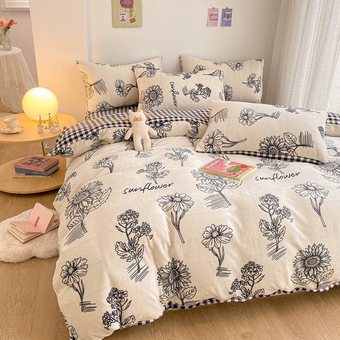 91家纺网 家纺一手货源 找家纺 雅居纺 2022新款印花牛奶绒四件套 赫本