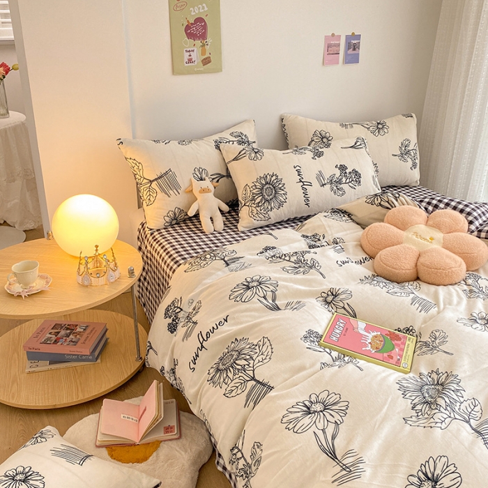 91家纺网 家纺一手货源 找家纺 雅居纺 2022新款印花牛奶绒四件套 赫本