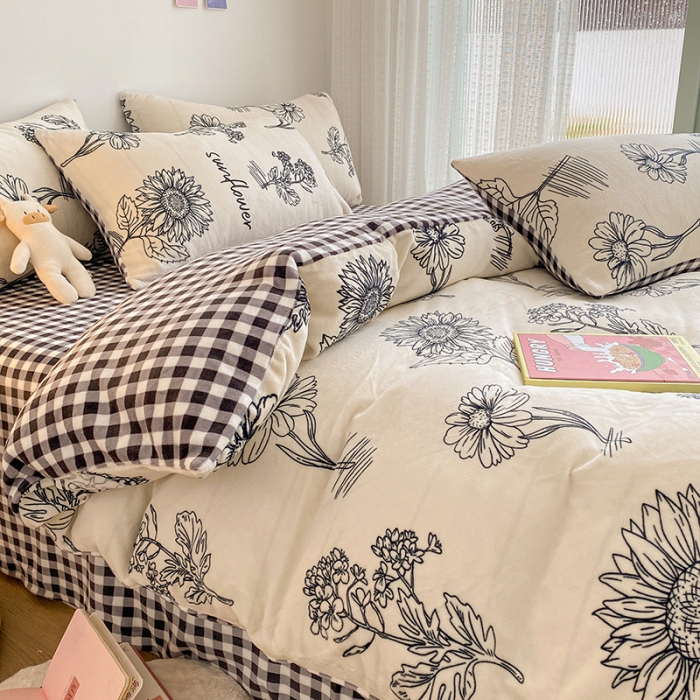 91家纺网 家纺一手货源 找家纺 雅居纺 2022新款印花牛奶绒四件套 赫本