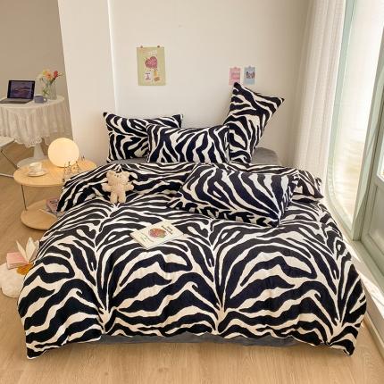 雅居纺 2022新款印花牛奶绒四件套 经典豹纹