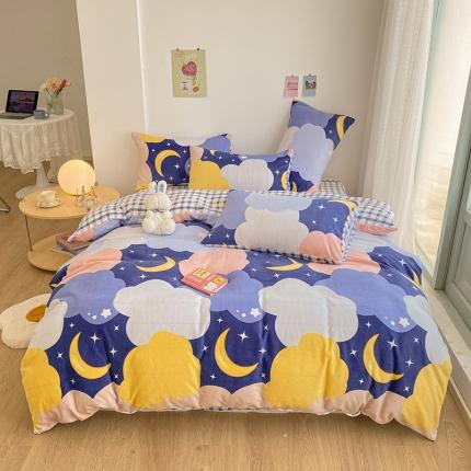 雅居纺 2022新款印花牛奶绒四件套 星空