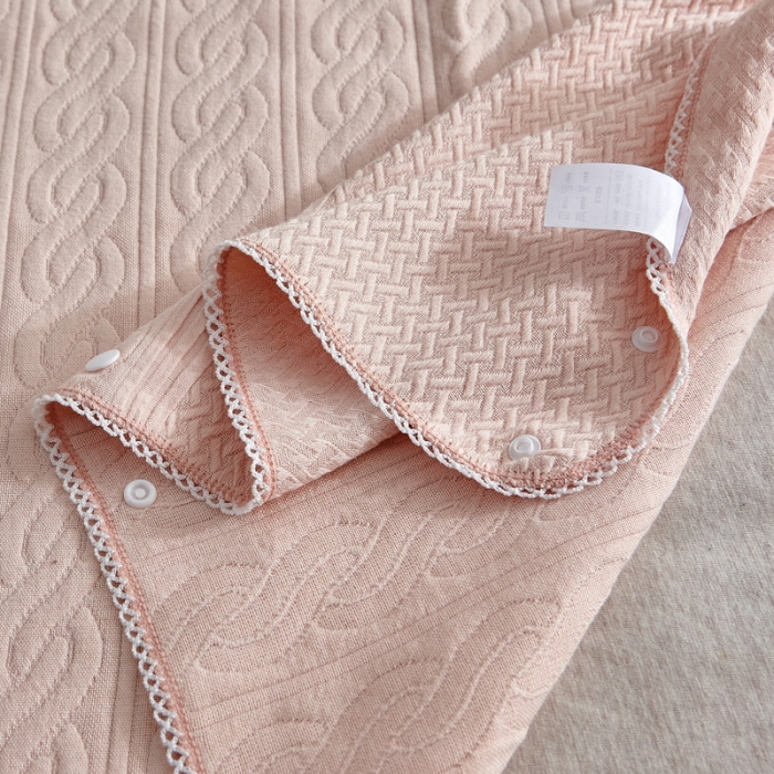 91家纺网 家纺一手货源 找家纺 朴尔 2021年半包卡扣式三层纱布魔术枕巾 50x105cm半包纯色扭花-粉