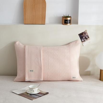 朴尔 2021年半包卡扣式三层纱布魔术枕巾 50x105cm半包纯色扭花-粉
