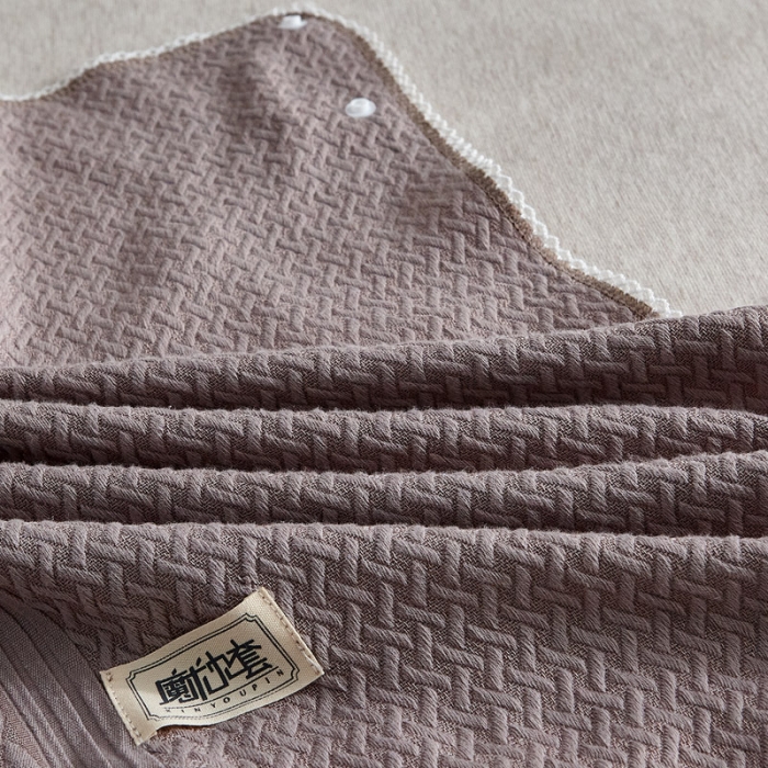 91家纺网 家纺一手货源 找家纺 朴尔 2021年半包卡扣式三层纱布魔术枕巾 50x105cm半包纯色扭花-咖