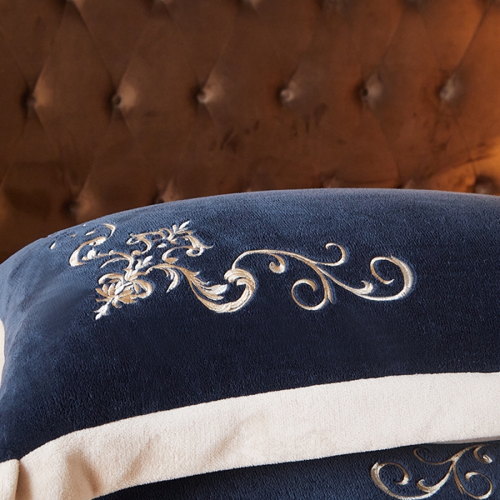 91家纺网 家纺一手货源 找家纺 骏腾 2022新款加厚牛奶绒刺绣四件套法莱绒三件套 暖心-宝兰