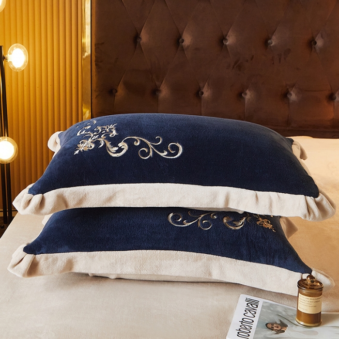 91家纺网 家纺一手货源 找家纺 骏腾 2022新款加厚牛奶绒刺绣四件套法莱绒三件套 暖心-宝兰