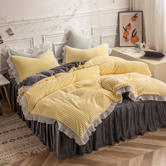 91家纺网 家纺一手货源 找家纺 （总）潮邦2025韩版剪花牛奶绒四件套-锦华