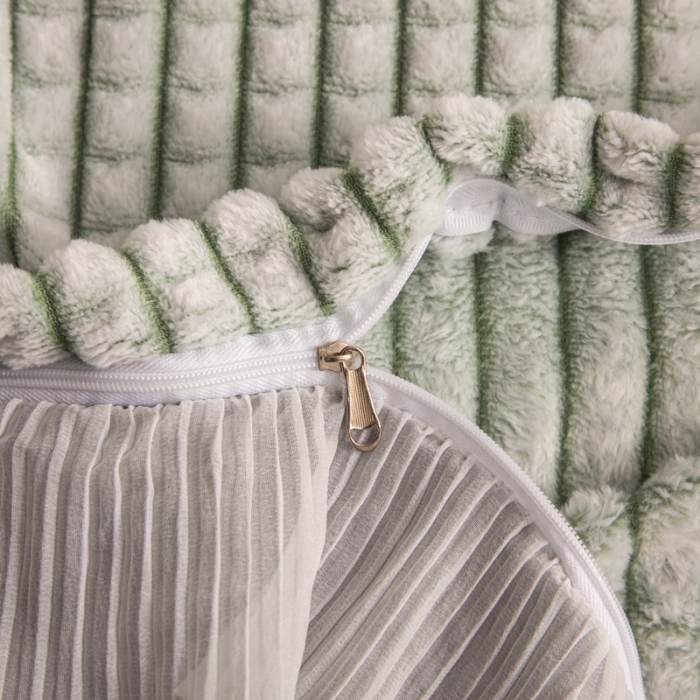 91家纺网 家纺一手货源 找家纺 潮邦2025韩版剪花牛奶绒四件套-锦华 锦华-绿