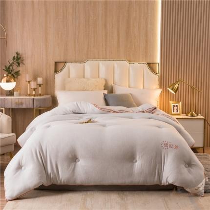 91家纺网 家纺一手货源 找家纺 印季家纺 2023新款远红外小热芯暖冬被 浅灰