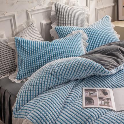 91家纺网 家纺一手货源 找家纺 潮邦2025韩版剪花牛奶绒四件套-锦华 锦华-蓝