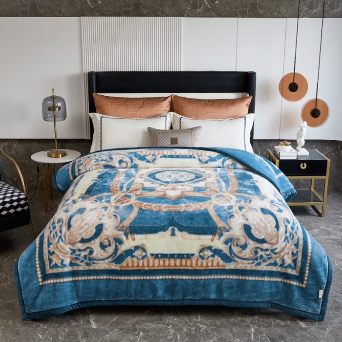 91家纺网 家纺一手货源 找家纺 凯轩毛毛毯毯子 2024新款安哥拉云毛毯毯子 毛毛毯毯子  皇室世家   蓝