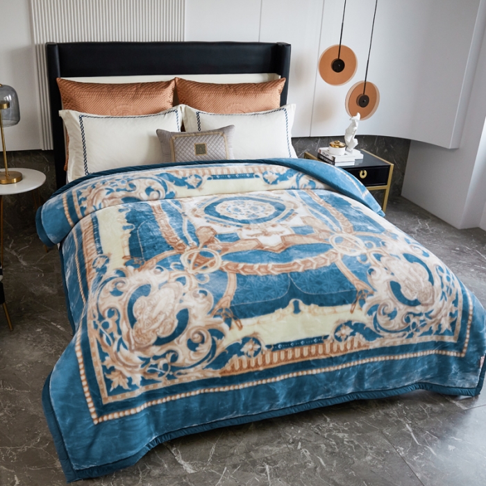 91家纺网 家纺一手货源 找家纺 凯轩毛毛毯毯子 2024新款安哥拉云毛毯毯子 毛毛毯毯子  皇室世家   蓝