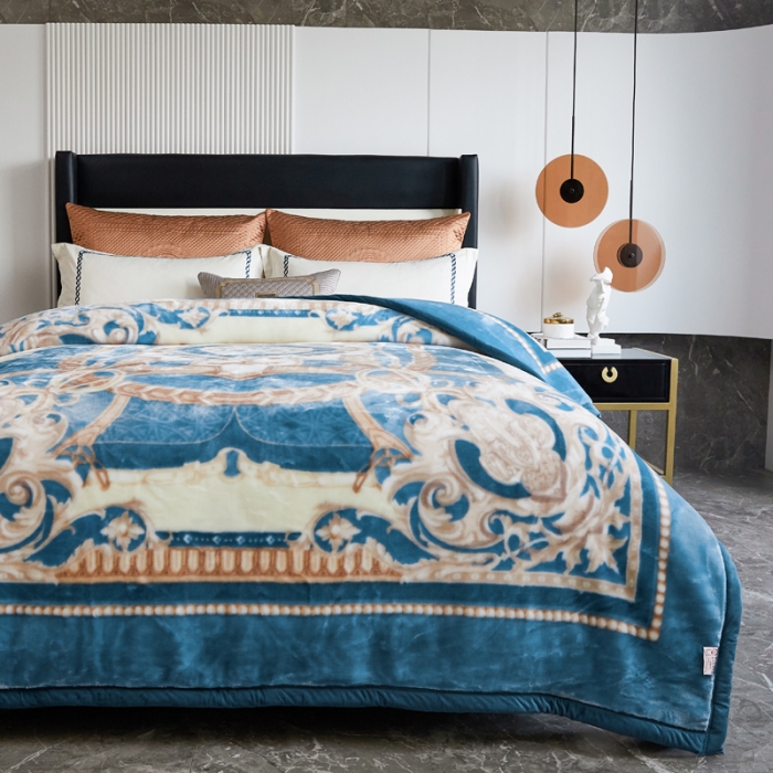 91家纺网 家纺一手货源 找家纺 凯轩毛毛毯毯子 2024新款安哥拉云毛毯毯子 毛毛毯毯子  皇室世家   蓝