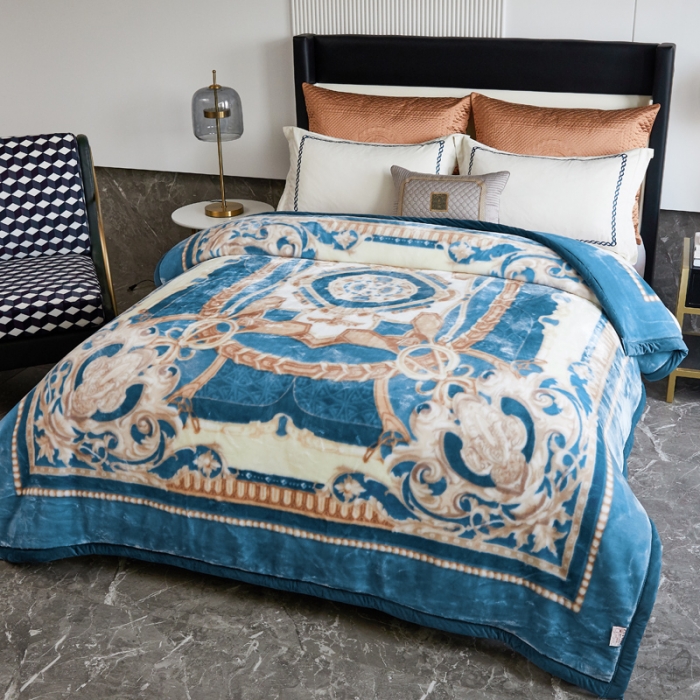 91家纺网 家纺一手货源 找家纺 凯轩毛毛毯毯子 2024新款安哥拉云毛毯毯子 毛毛毯毯子  皇室世家   蓝