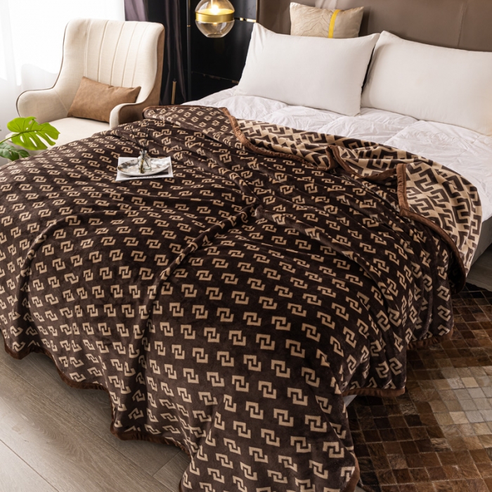 91家纺网 家纺一手货源 找家纺 卡奥AB版加厚复合云毯法莱绒毛毯空调休闲毯沙发盖毯 伯伦