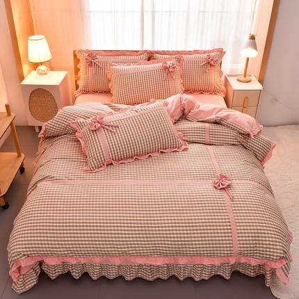 91家纺网 家纺一手货源 找家纺 （总） 金莎浪 2022新款A版针织棉B版水晶绒四件套