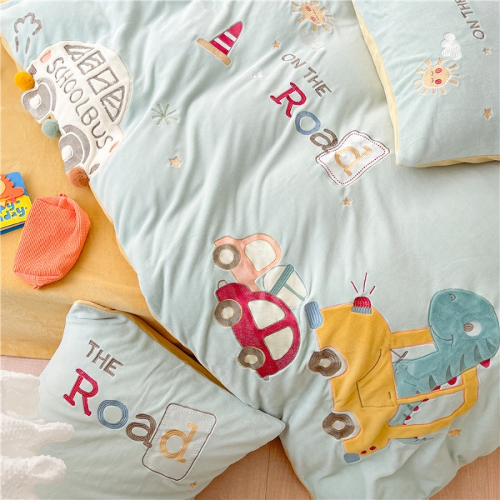 91家纺网 家纺一手货源 找家纺 （总）星野 2021新款高克重牛奶绒四件套-快乐旅行