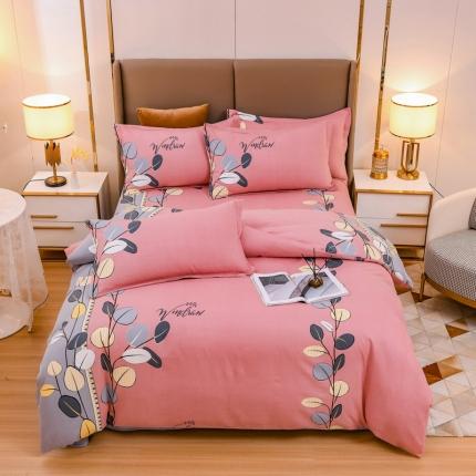 91家纺网 家纺一手货源 找家纺 青竹苑 2021新款全棉磨毛印花四件套 芊芊物语-粉