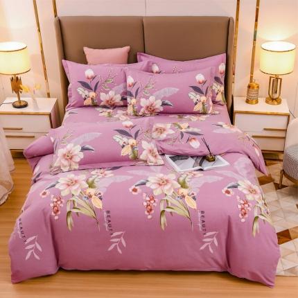 91家纺网 家纺一手货源 找家纺 青竹苑 2021新款全棉磨毛印花四件套 茹薇