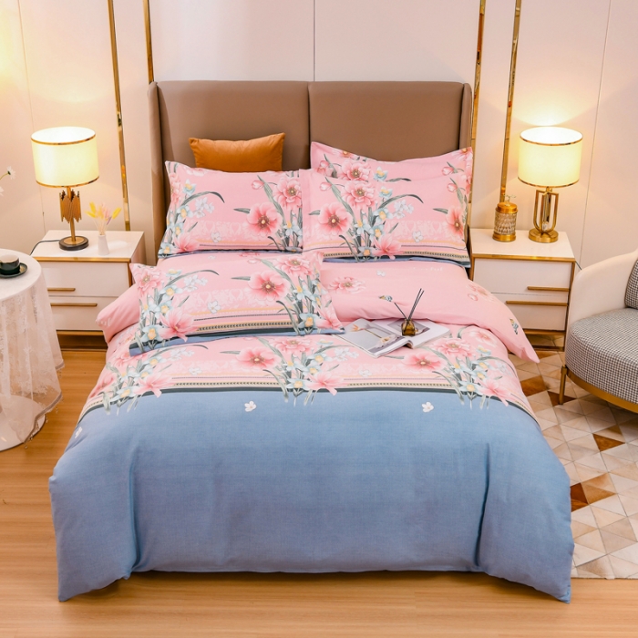 91家纺网 家纺一手货源 找家纺 青竹苑 2021新款全棉磨毛印花四件套 彼岸幽香