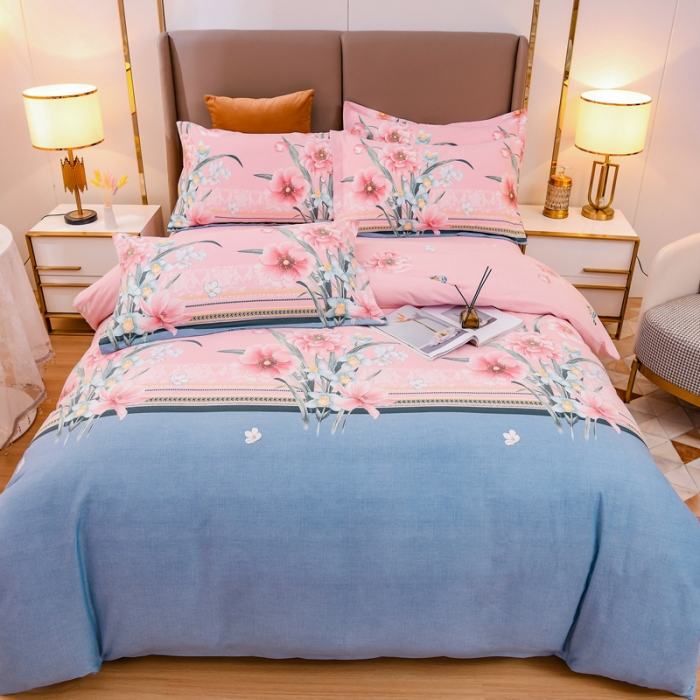 91家纺网 家纺一手货源 找家纺 青竹苑 2021新款全棉磨毛印花四件套 彼岸幽香