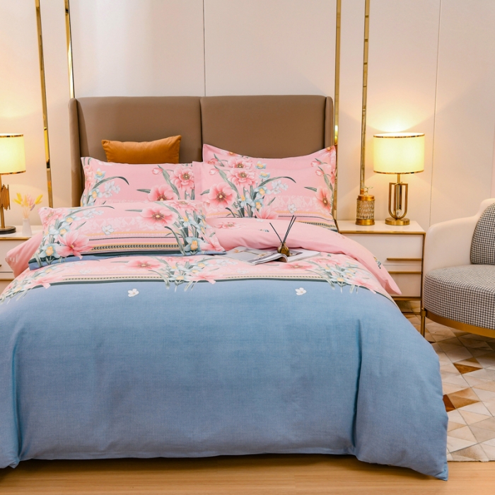 91家纺网 家纺一手货源 找家纺 青竹苑 2021新款全棉磨毛印花四件套 彼岸幽香