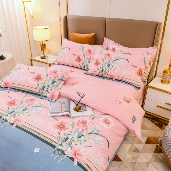 91家纺网 家纺一手货源 找家纺 青竹苑 2021新款全棉磨毛印花四件套 彼岸幽香