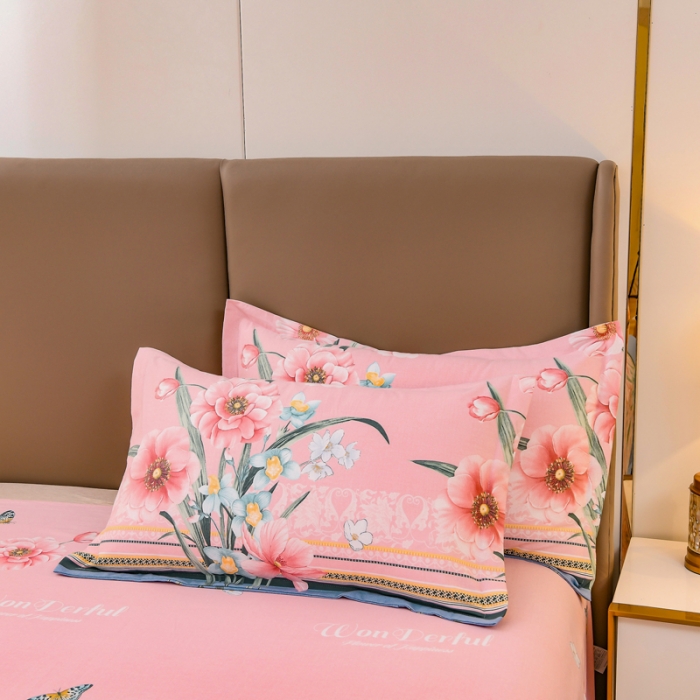 91家纺网 家纺一手货源 找家纺 青竹苑 2021新款全棉磨毛印花四件套 彼岸幽香