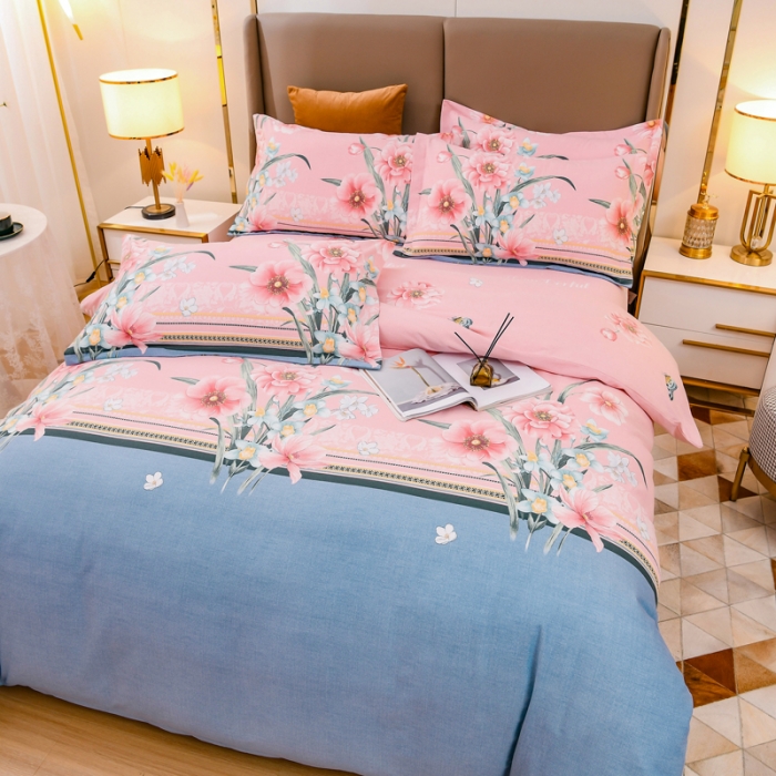 91家纺网 家纺一手货源 找家纺 青竹苑 2021新款全棉磨毛印花四件套 彼岸幽香