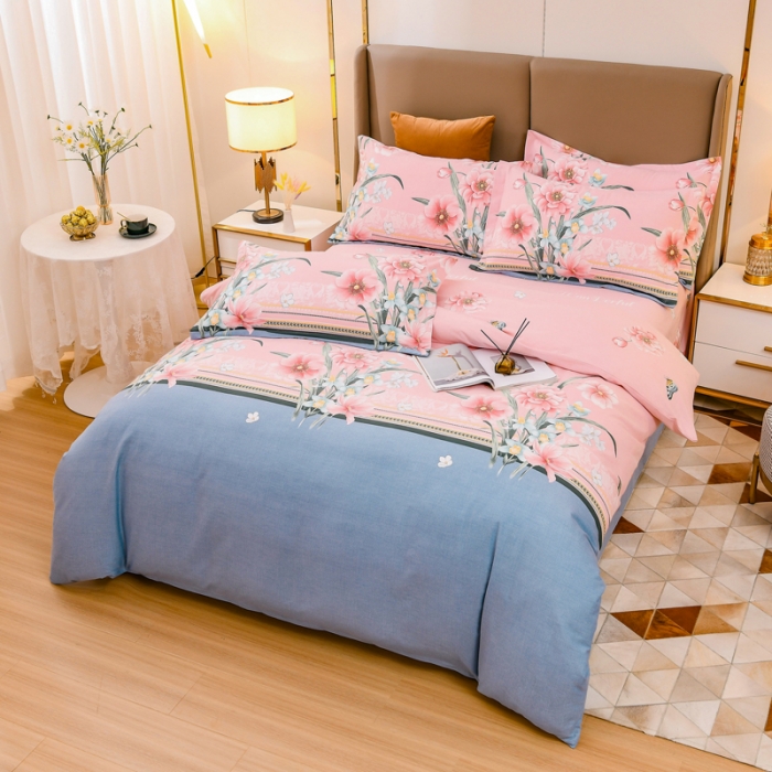 91家纺网 家纺一手货源 找家纺 青竹苑 2021新款全棉磨毛印花四件套 彼岸幽香