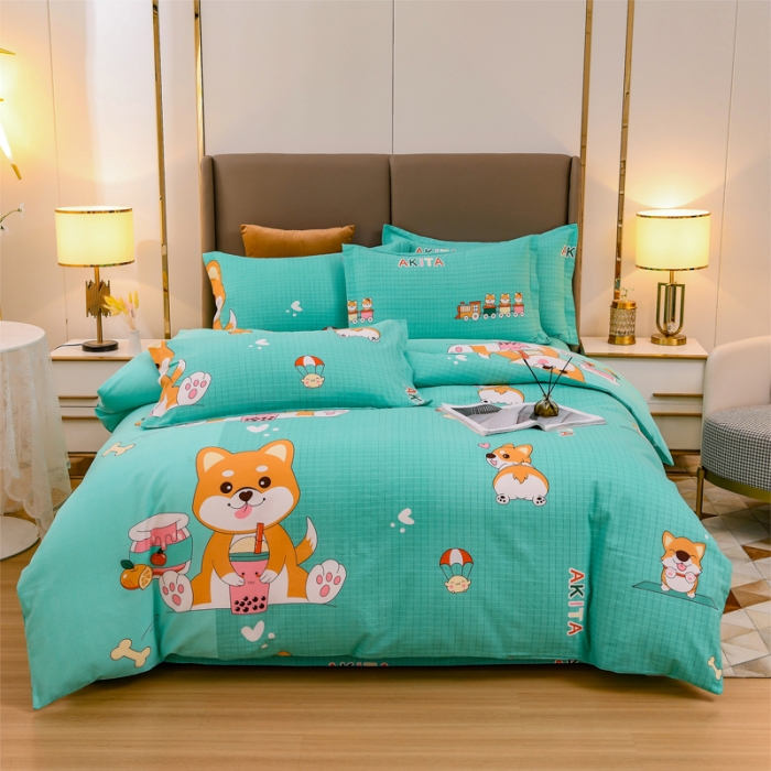 91家纺网 家纺一手货源 找家纺 青竹苑 2021新款全棉磨毛印花四件套 汪星人