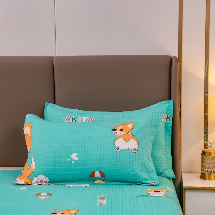 91家纺网 家纺一手货源 找家纺 青竹苑 2021新款全棉磨毛印花四件套 汪星人