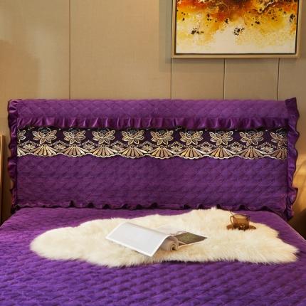 新蕾家纺 2021新款夹棉水晶绒床头罩 光影流年-紫色