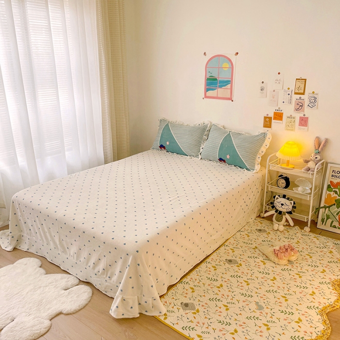 91家纺网 家纺一手货源 找家纺 青竹苑 2021新款220克ins韩版花边牛奶绒印花四件套 布兰妮