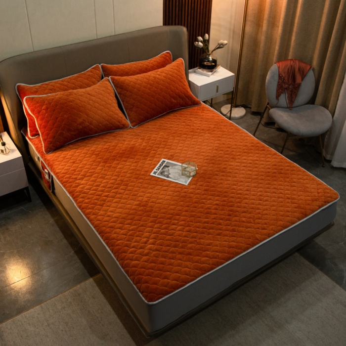 91家纺网 家纺一手货源 找家纺 棉生活家纺 2021新款秋冬多功能牛奶绒床笠 焦糖