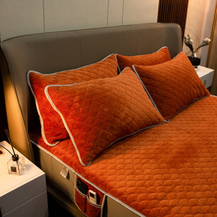 91家纺网 家纺一手货源 找家纺 棉生活家纺 2021新款秋冬多功能牛奶绒床笠 焦糖