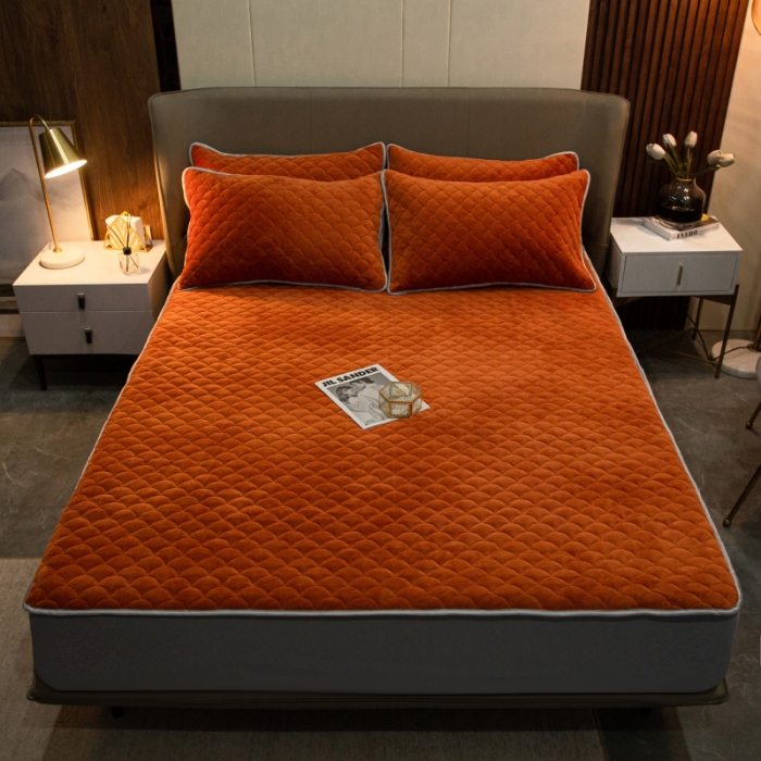 91家纺网 家纺一手货源 找家纺 棉生活家纺 2021新款秋冬多功能牛奶绒床笠 焦糖