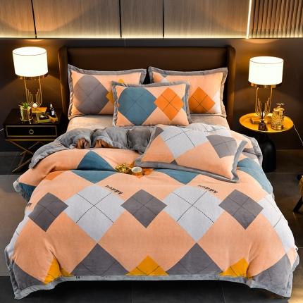 91家纺网 家纺一手货源 找家纺 【品质款】230g全削光牛奶绒四件套法兰绒珊瑚绒被套毯