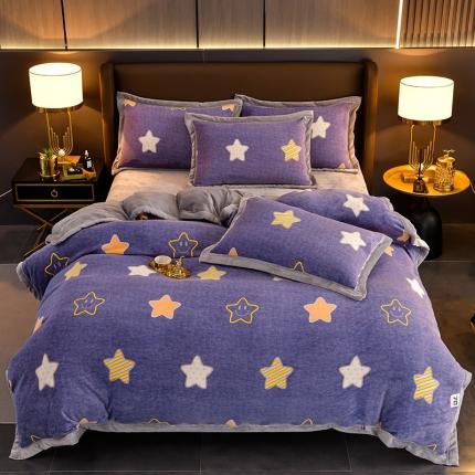 91家纺网 家纺一手货源 找家纺 【品质款】230g全削光牛奶绒四件套法兰绒珊瑚绒被套毯