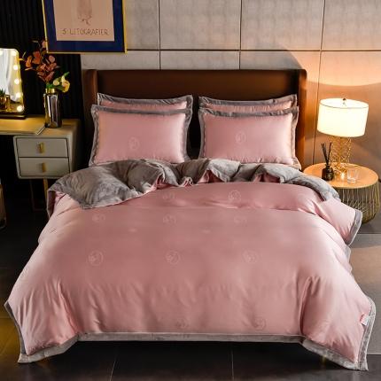 91家纺网 家纺一手货源 找家纺 艾草清香60S贡缎提花莫代尔天丝牛奶绒法兰绒珊瑚绒四件套