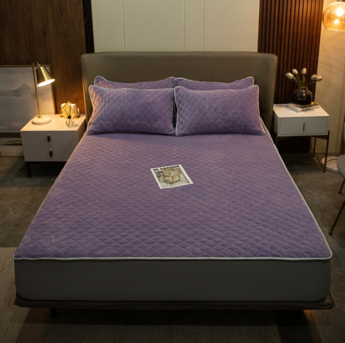 91家纺网 家纺一手货源 找家纺 棉生活家纺 2021新款秋冬多功能牛奶绒床笠 魅紫