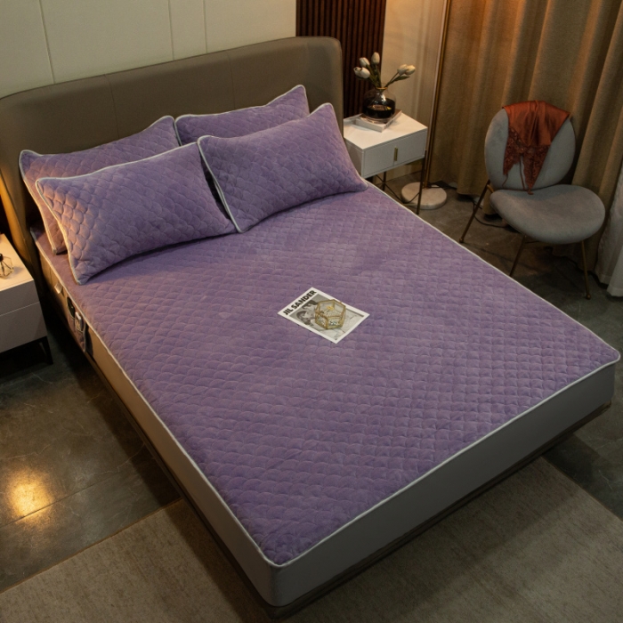 91家纺网 家纺一手货源 找家纺 棉生活家纺 2021新款秋冬多功能牛奶绒床笠 魅紫