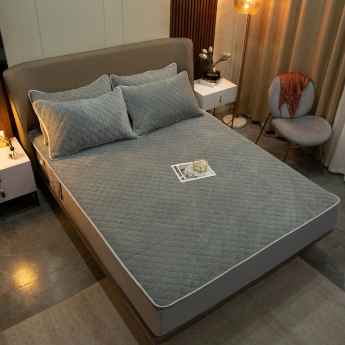 91家纺网 家纺一手货源 找家纺 棉生活家纺 2021新款秋冬多功能牛奶绒床笠 绅士灰