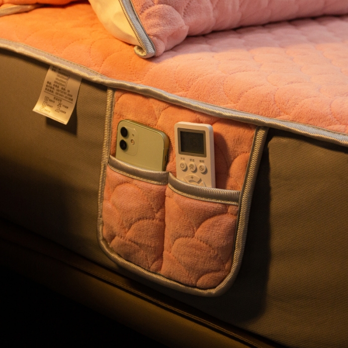 91家纺网 家纺一手货源 找家纺 棉生活家纺 2021新款秋冬多功能牛奶绒床笠 樱花粉