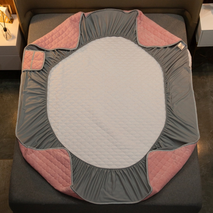 91家纺网 家纺一手货源 找家纺 棉生活家纺 2021新款秋冬多功能牛奶绒床笠 樱花粉