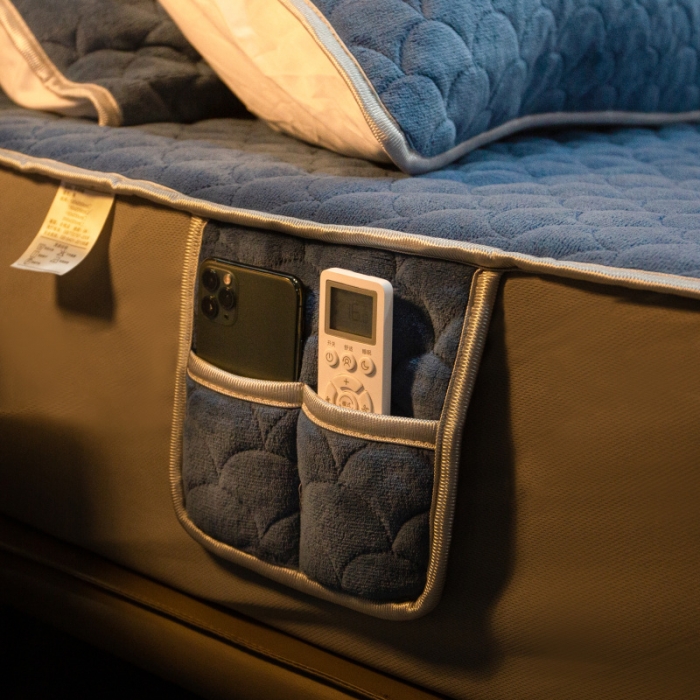 91家纺网 家纺一手货源 找家纺 棉生活家纺 2021新款秋冬多功能牛奶绒床笠 月光蓝