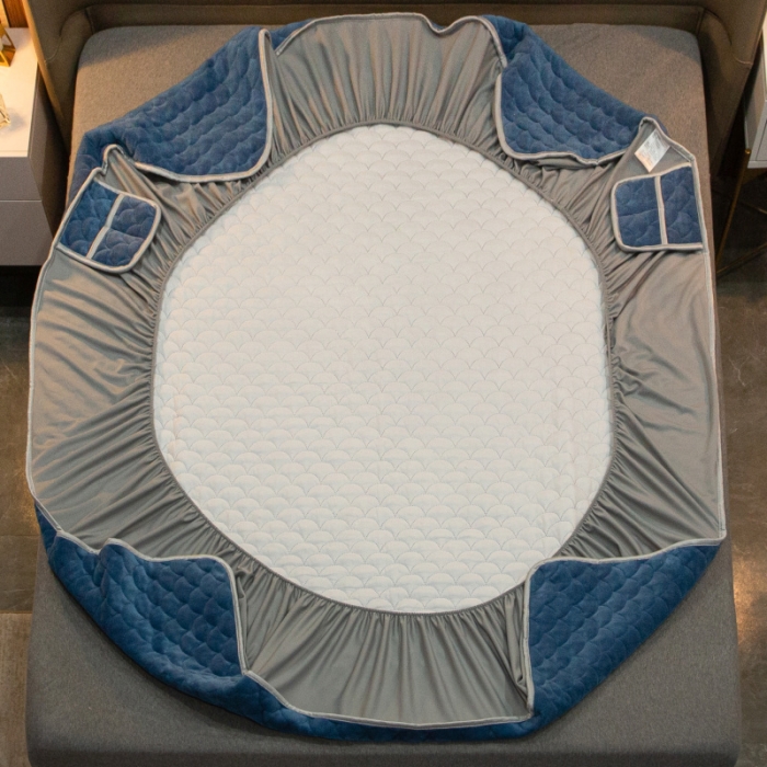 91家纺网 家纺一手货源 找家纺 棉生活家纺 2021新款秋冬多功能牛奶绒床笠 月光蓝